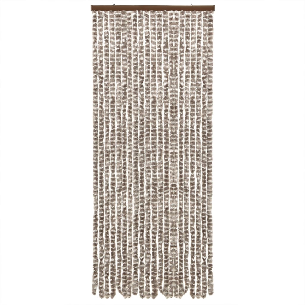 Vliegengordijn 90X200 Cm Chenille Taupe En Wit