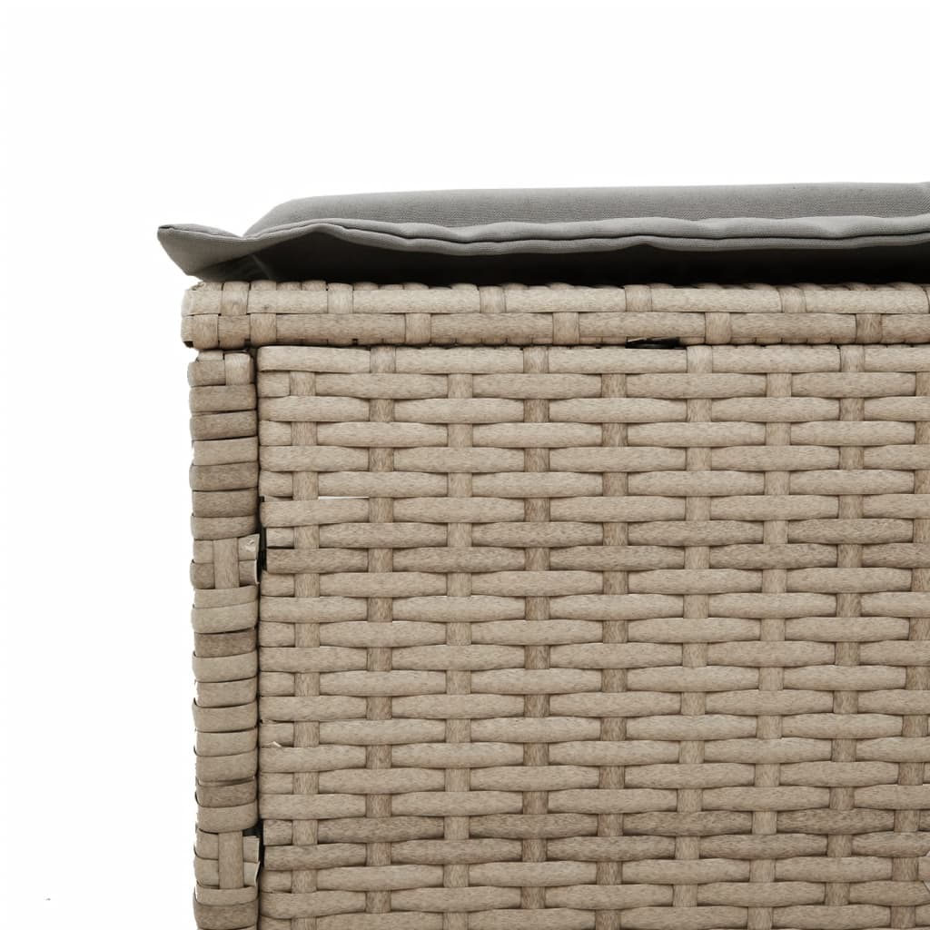 Ligbed met kussen poly rattan beige