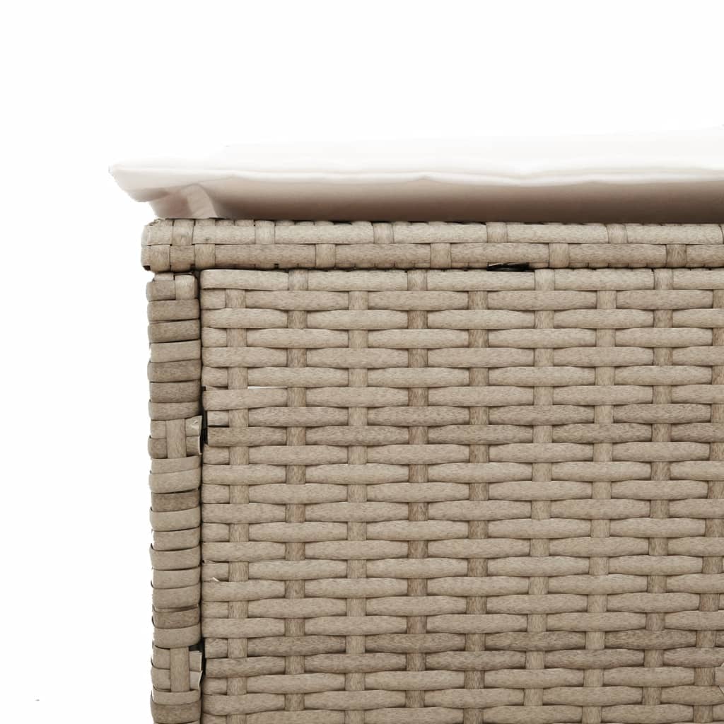 Ligbed met kussen poly rattan beige