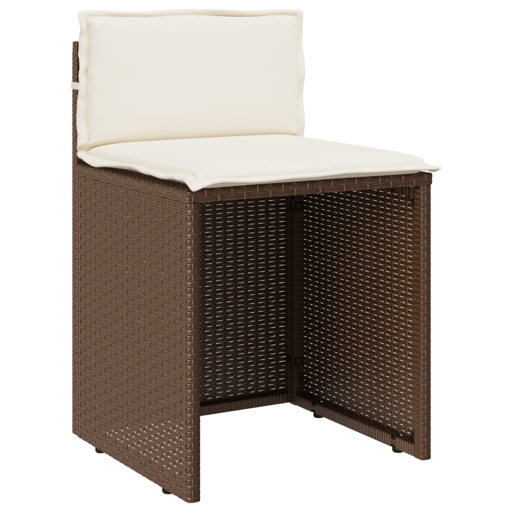 3-delige Bistroset met kussens poly rattan bruin