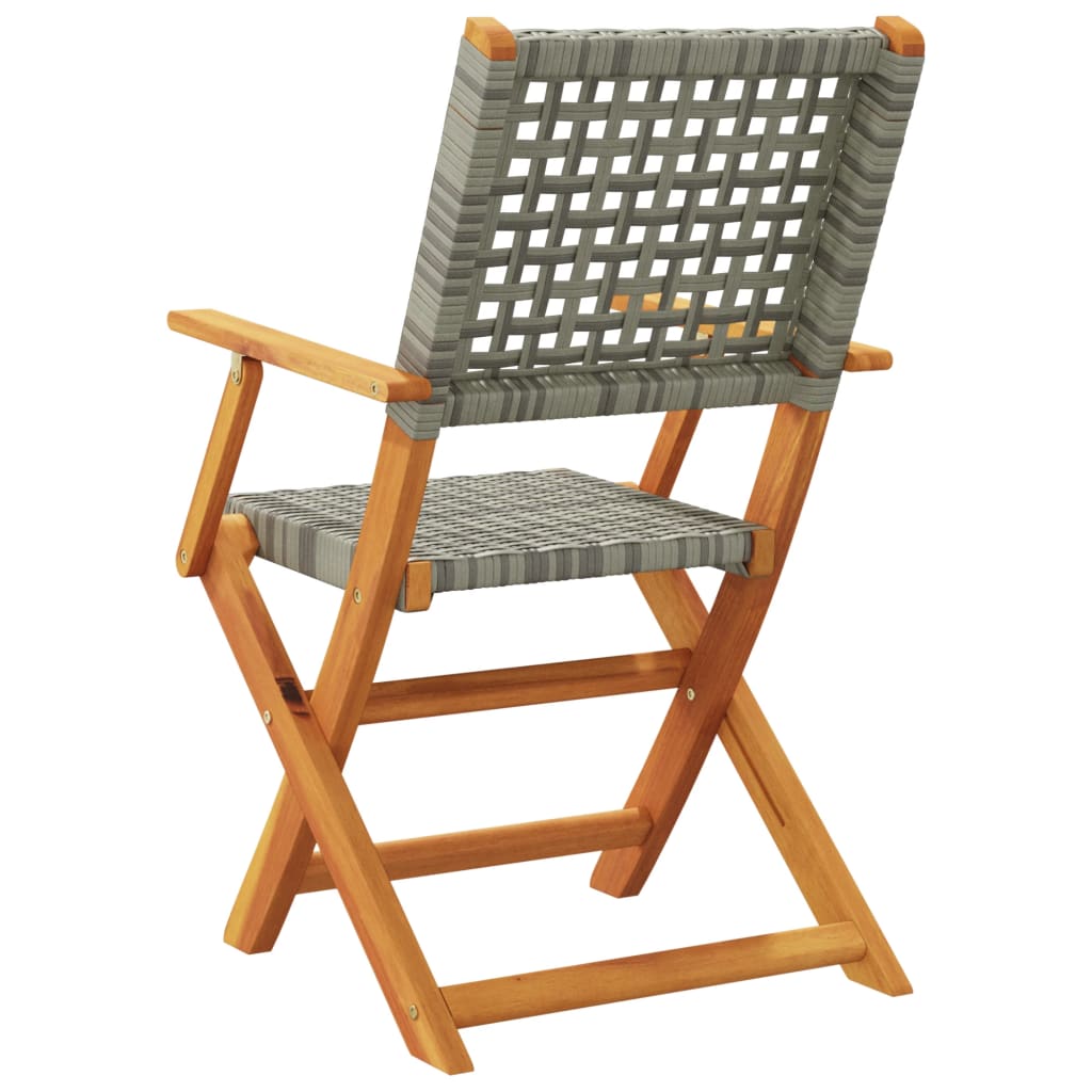 Tuinstoelen 2 st massief acaciahout en poly rattan grijs