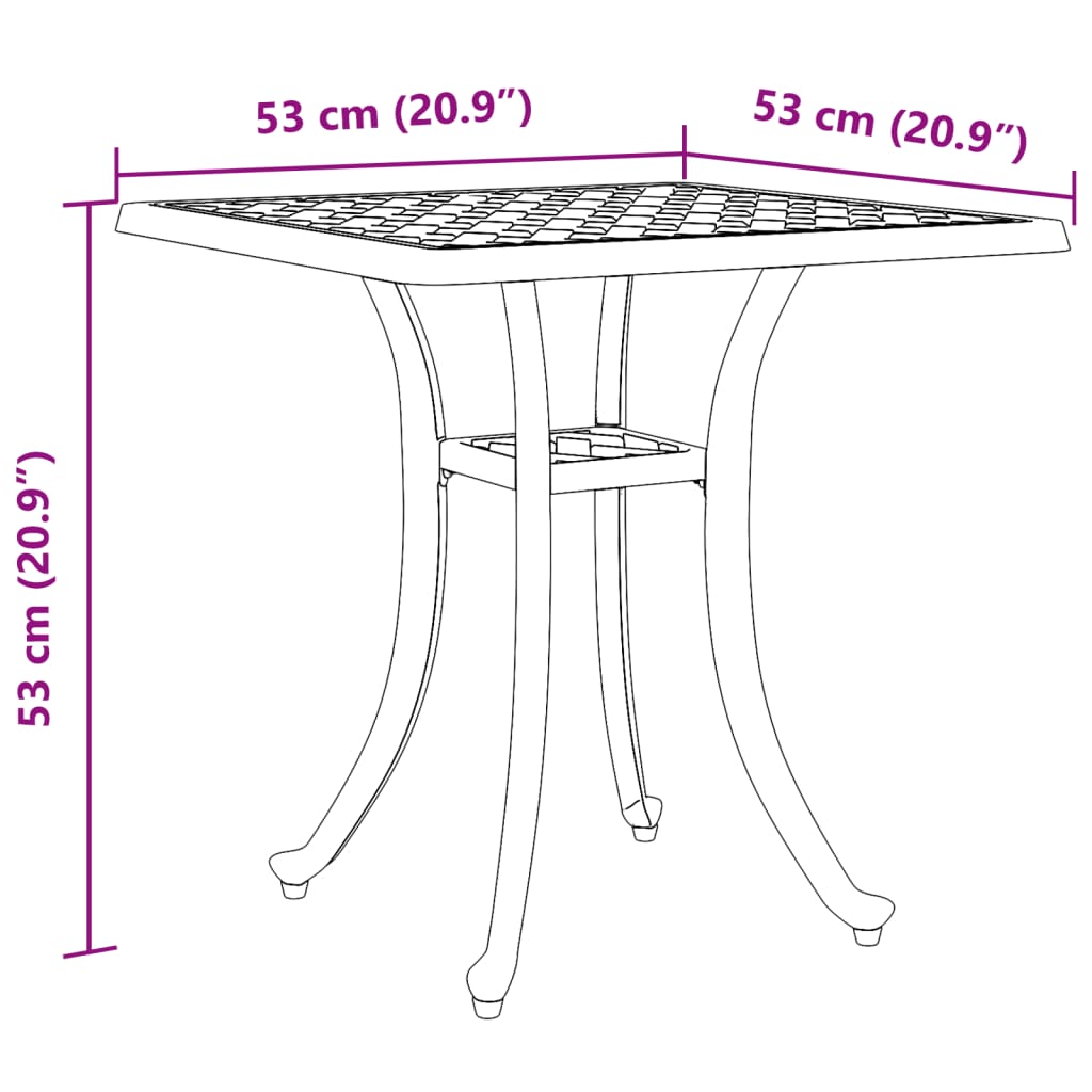 Tuintafel 53x53x53 cm gietaluminium bronskleurig