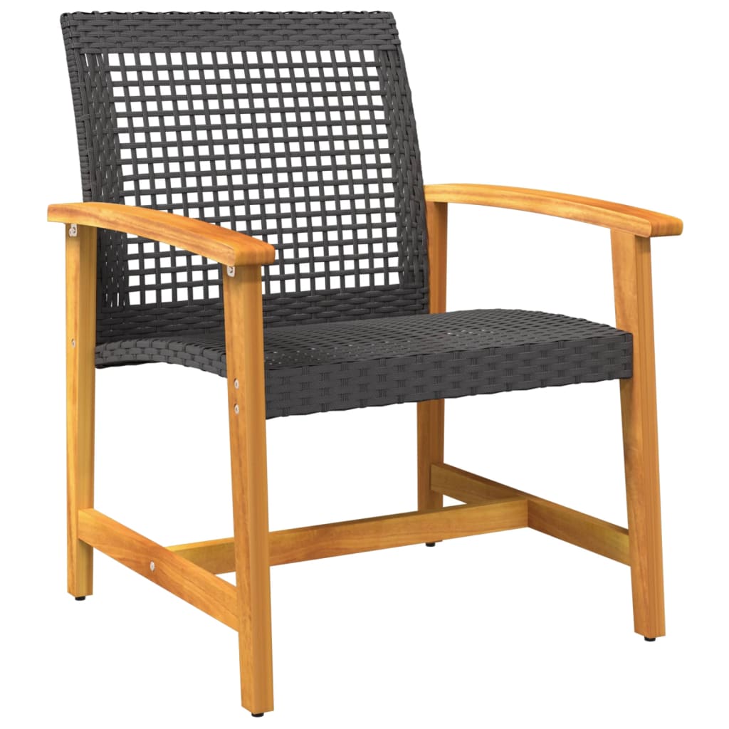 Tuinnstoelen 2 St Poly Rattan En Acaciahout Zwart