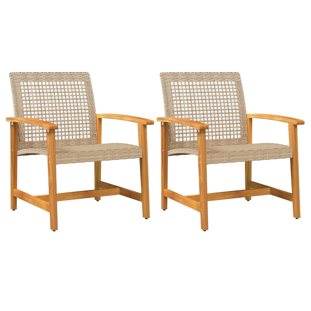 Tuinstoelen 2 St Poly Rattan En Acaciahout Beige