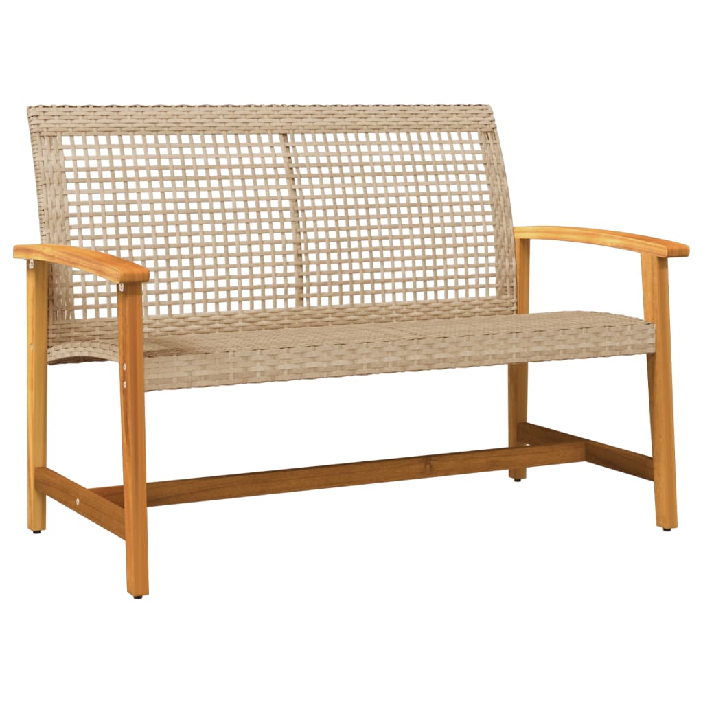 Tuinbank 112 Cm Poly Rattan En Acaciahout Beige