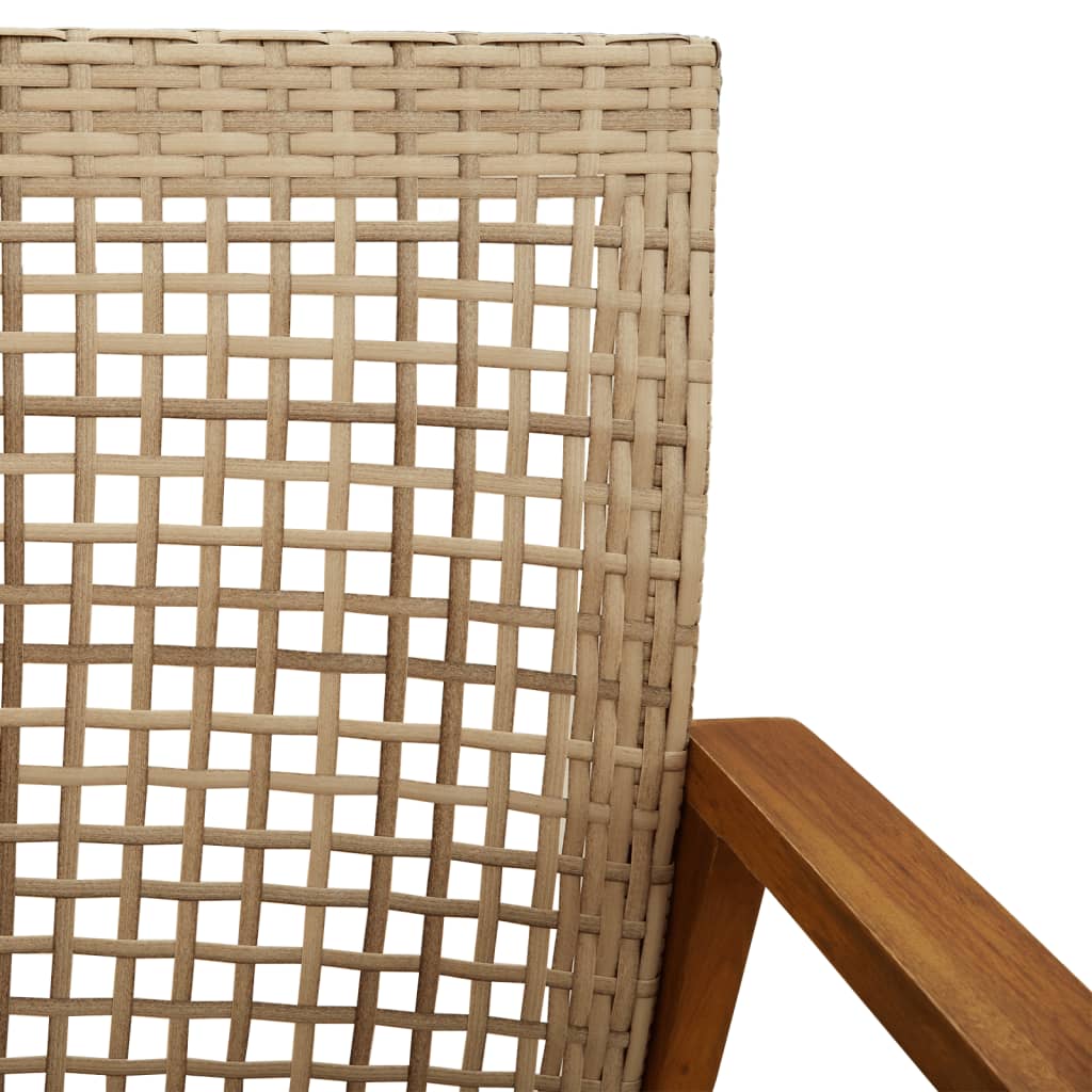 3-Delige Bistroset Poly Rattan En Acaciahout Beige