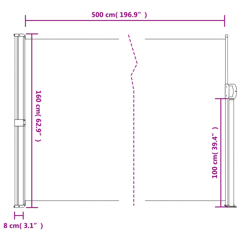 Windscherm Uittrekbaar 160X500 Cm Rood