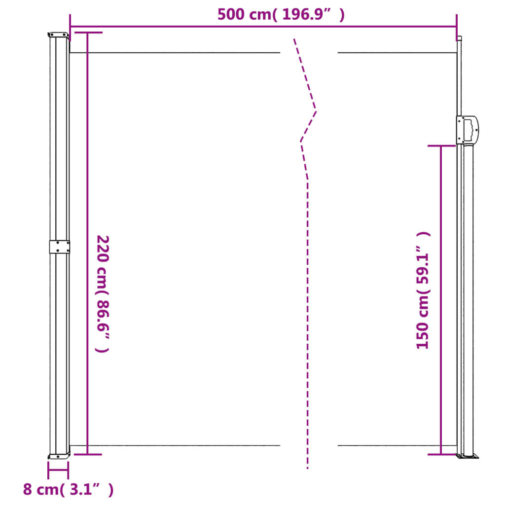 Windscherm Uittrekbaar 220X500 Cm Rood