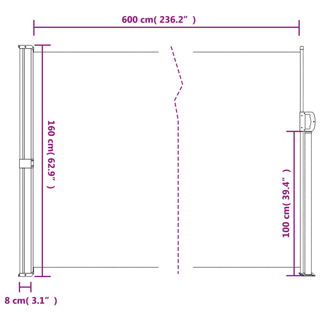 Windscherm Uittrekbaar 160X600 Cm Crèmekleurig