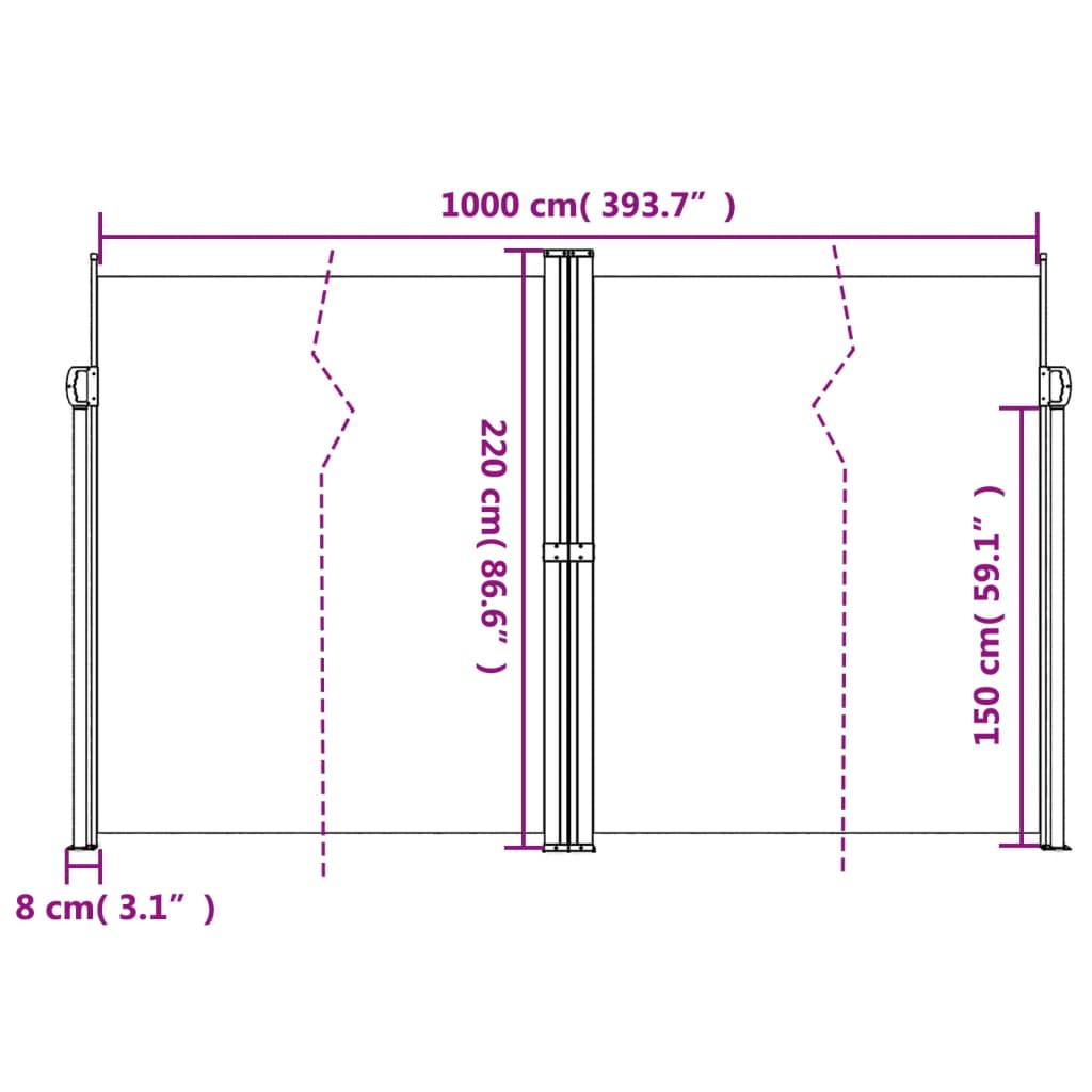 Windscherm uittrekbaar 220x1000 cm beige