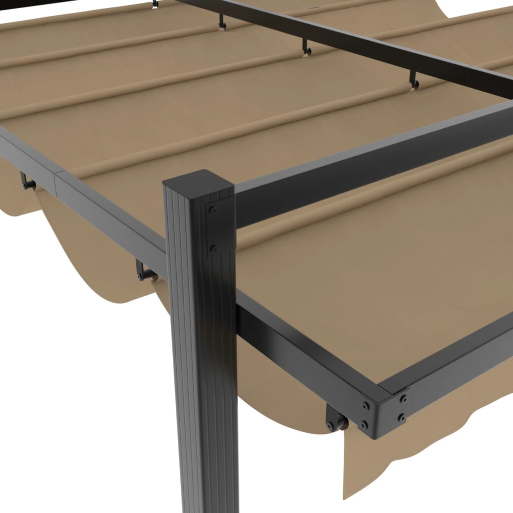 Prieel met uittrekbaar dak 3x3 m aluminium taupe