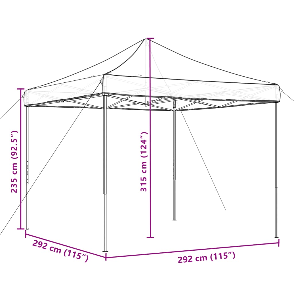 Partytent inklapbaar pop-up 292x292x315 cm taupe