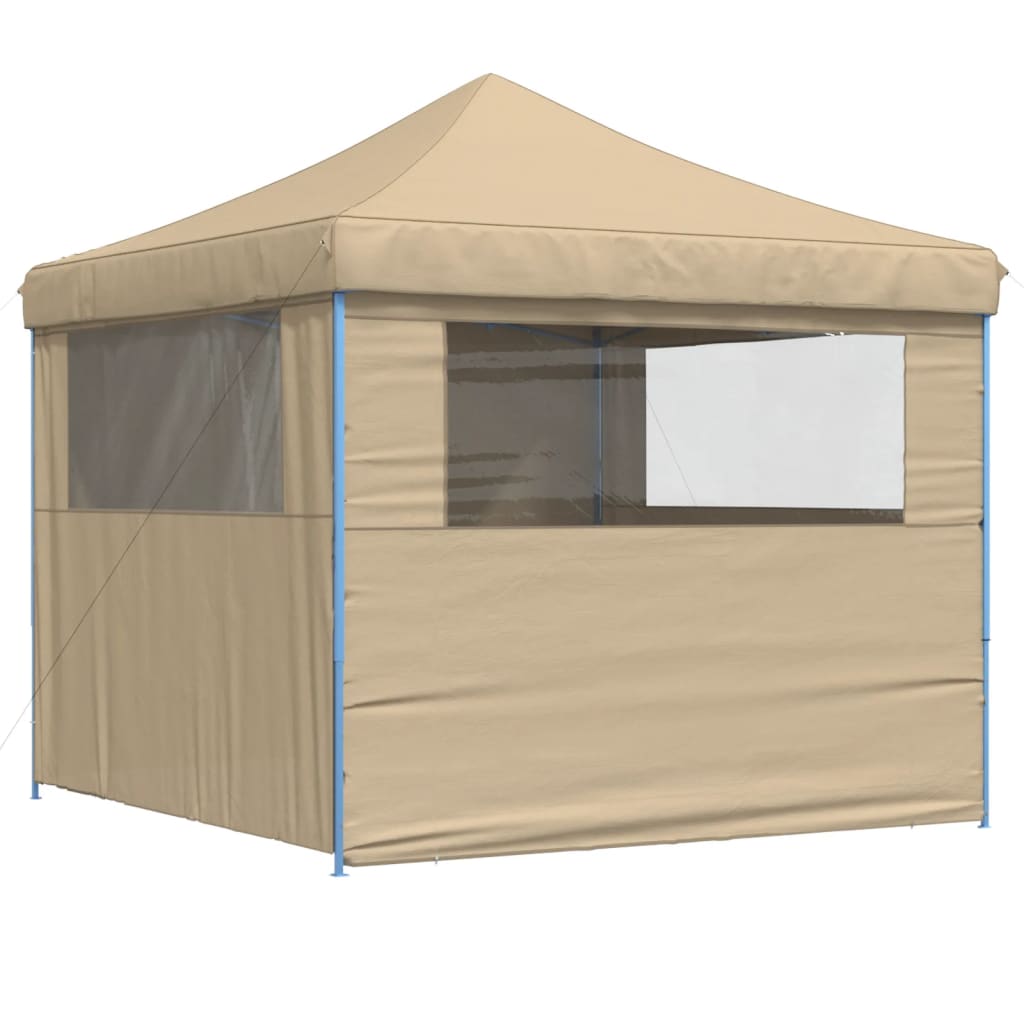 Partytent inklapbaar pop-up met 4 zijwanden beige