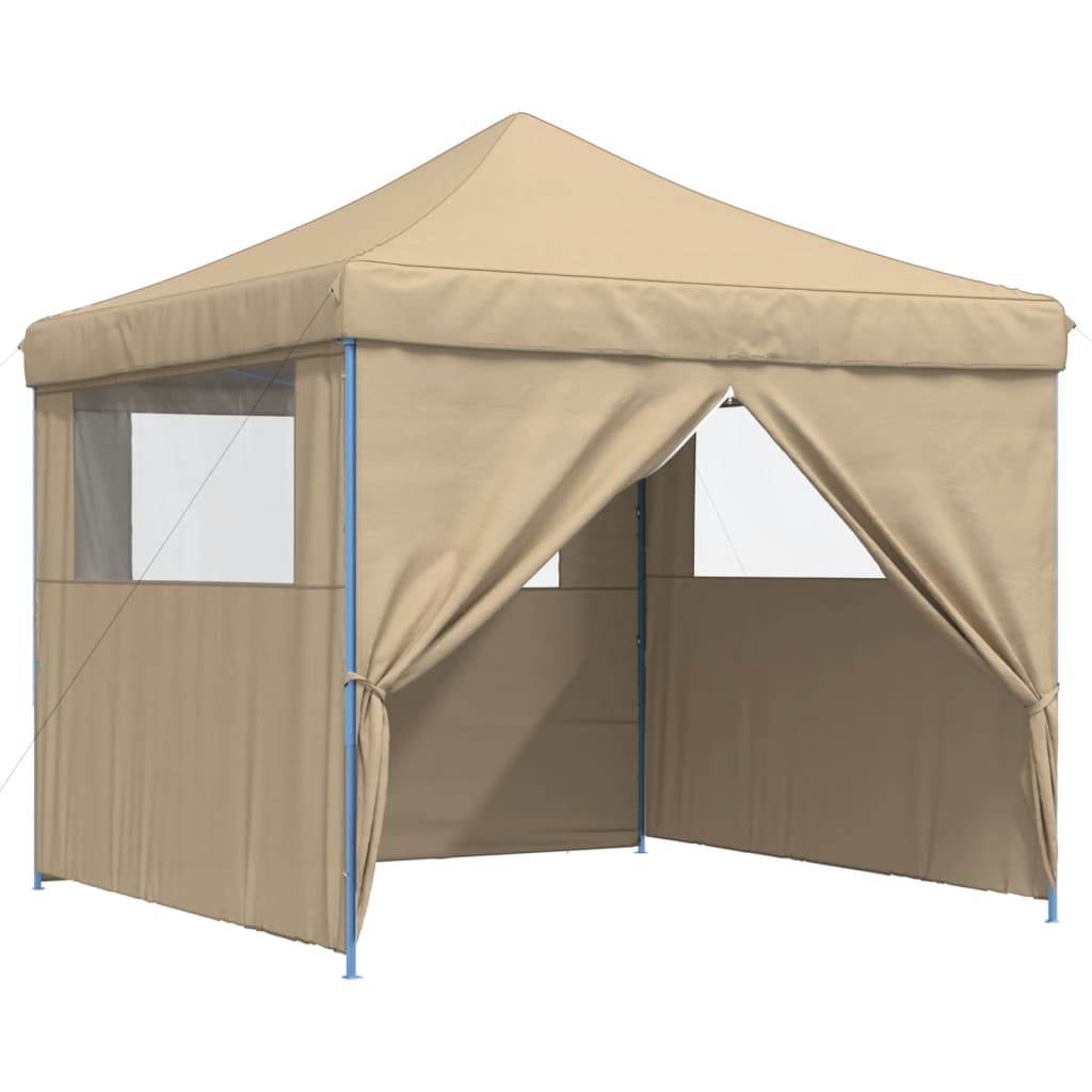 Partytent inklapbaar pop-up met 4 zijwanden beige