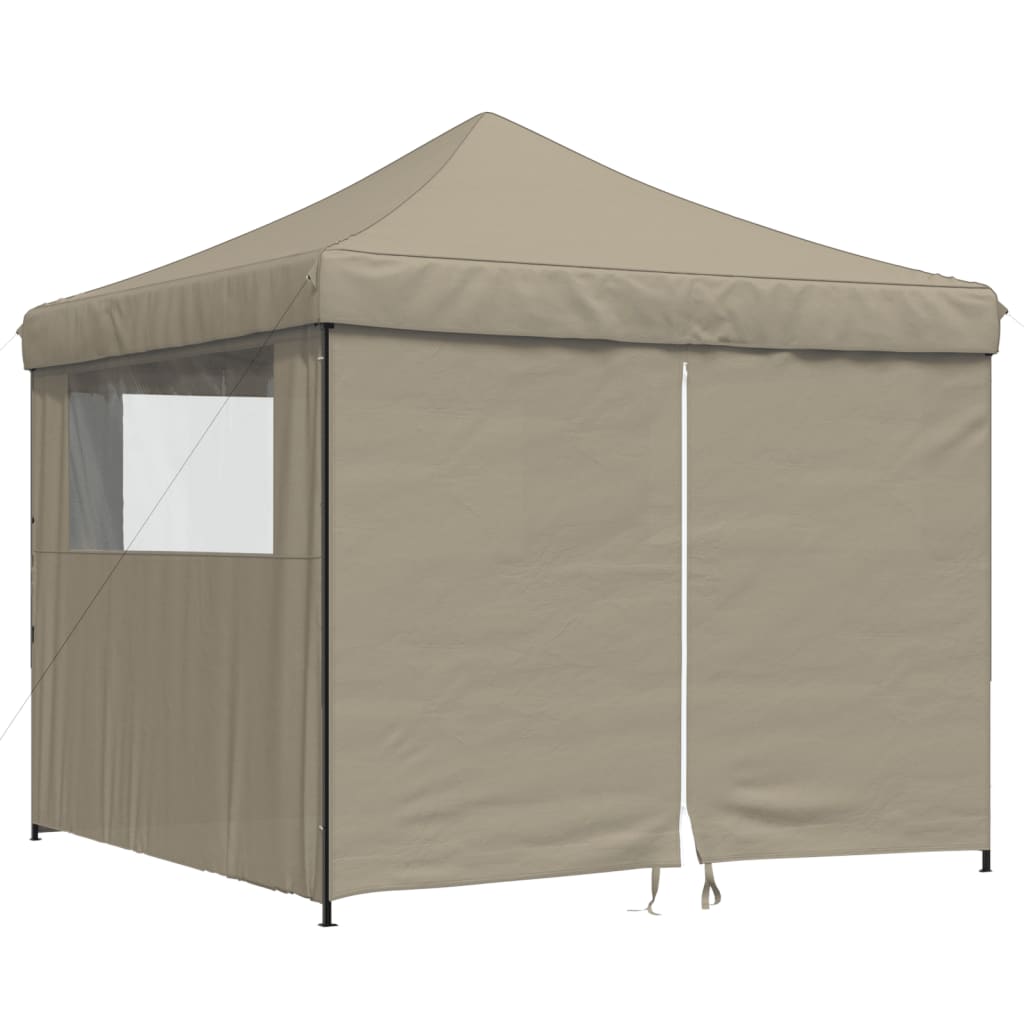 Partytent inklapbaar pop-up met 4 zijwanden taupe