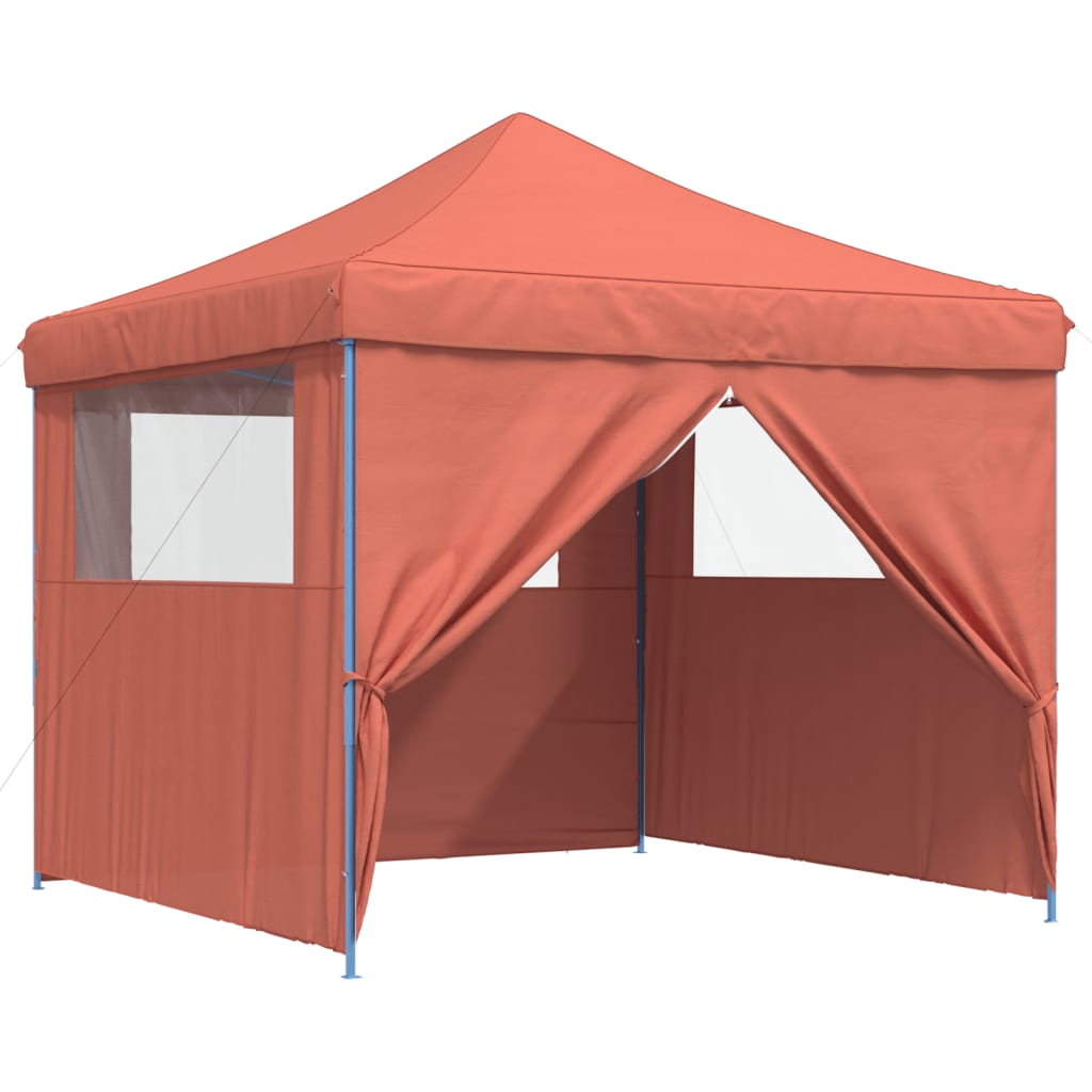 Partytent inklapbaar pop-up met 4 zijwanden terracottakleurig