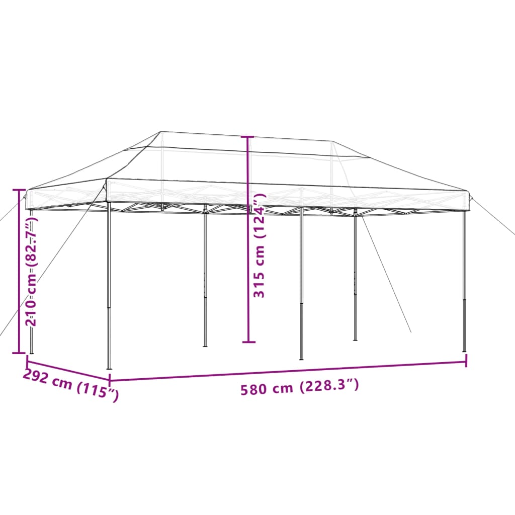 Partytent inklapbaar pop-up 580x292x315 cm bordeauxrood