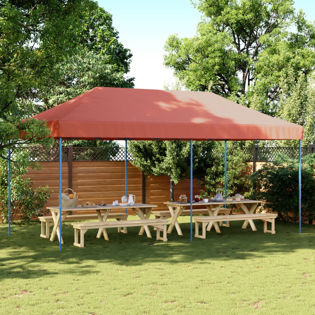 Partytent inklapbaar pop-up 580x292x315 cm terracotta