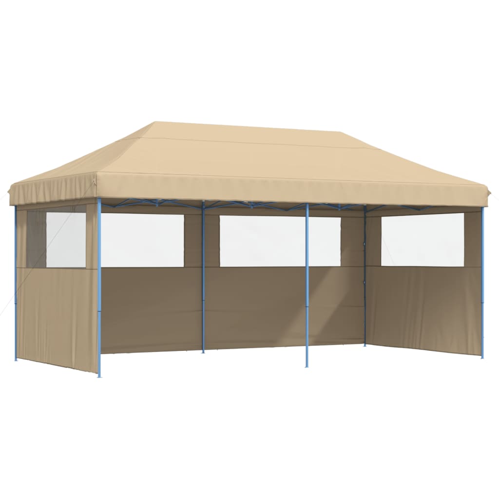 Partytent inklapbaar pop-up met 3 zijwanden beige