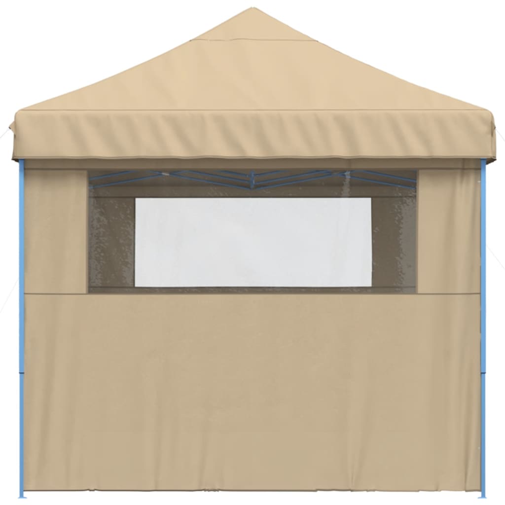 Partytent inklapbaar pop-up met 3 zijwanden beige