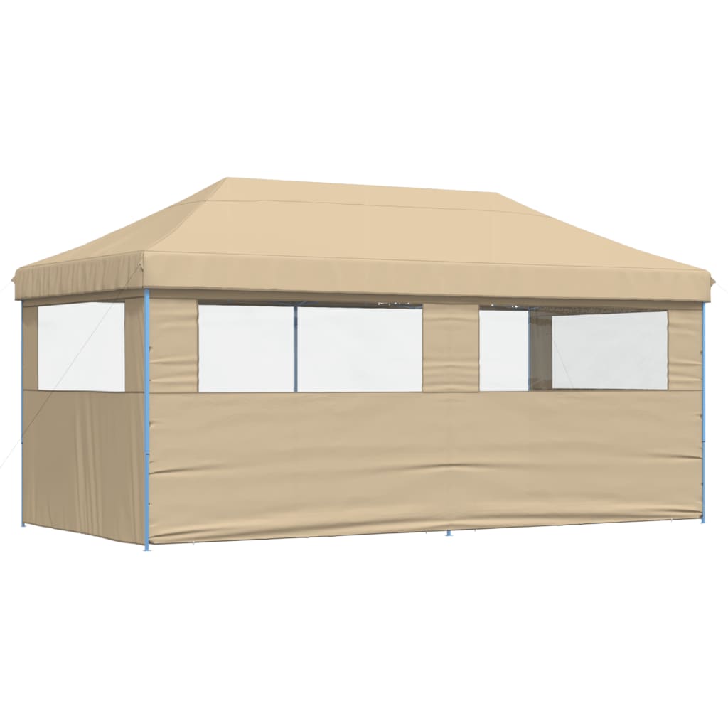 Partytent inklapbaar pop-up met 3 zijwanden beige