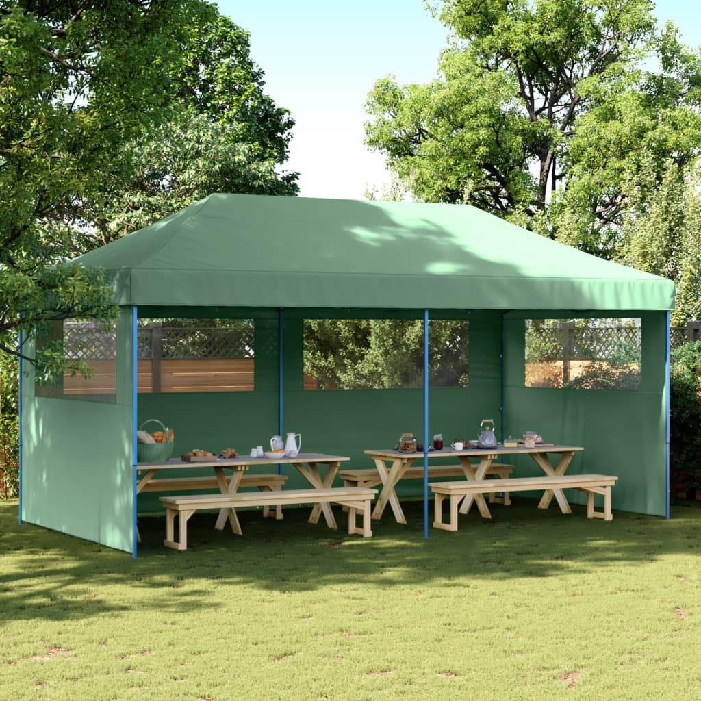 Partytent inklapbaar pop-up met 3 zijwanden groen