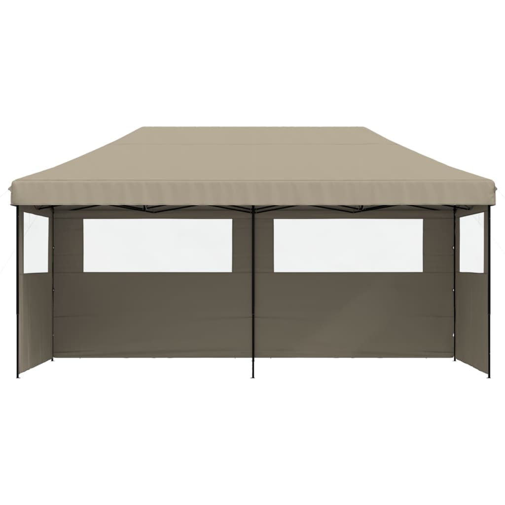Partytent inklapbaar pop-up met 3 zijwanden taupe