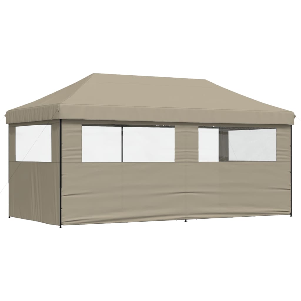 Partytent inklapbaar pop-up met 3 zijwanden taupe