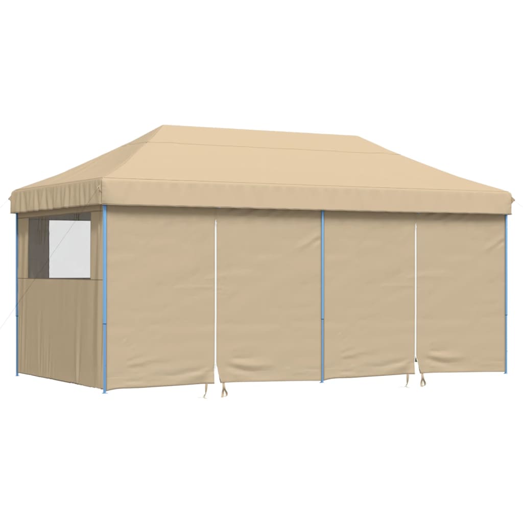 Partytent inklapbaar pop-up met 4 zijwanden beige