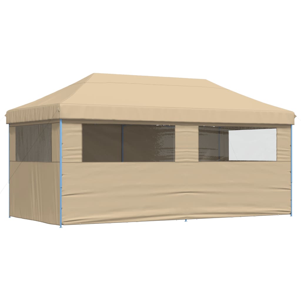 Partytent inklapbaar pop-up met 4 zijwanden beige