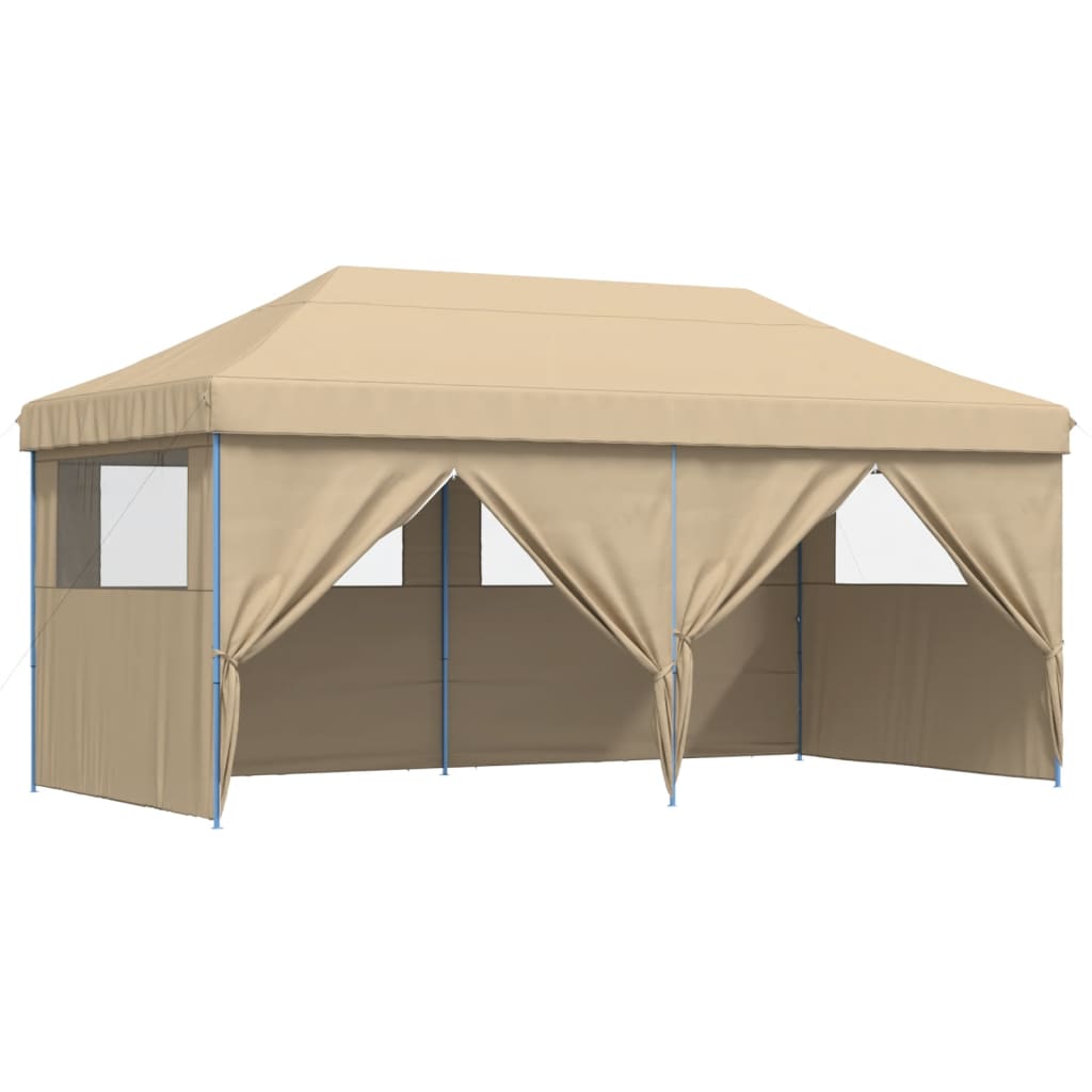 Partytent inklapbaar pop-up met 4 zijwanden beige