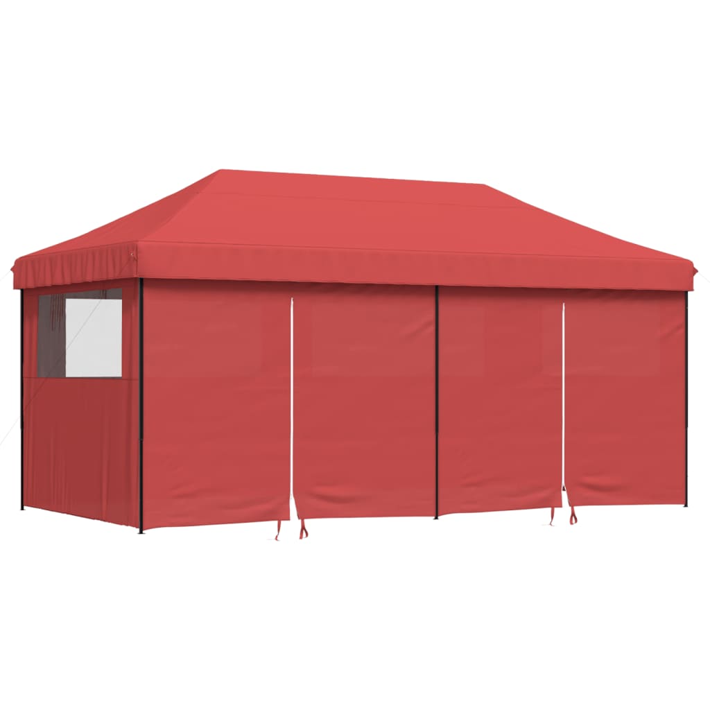 Partytent inklapbaar pop-up met 4 zijwanden bordeauxrood