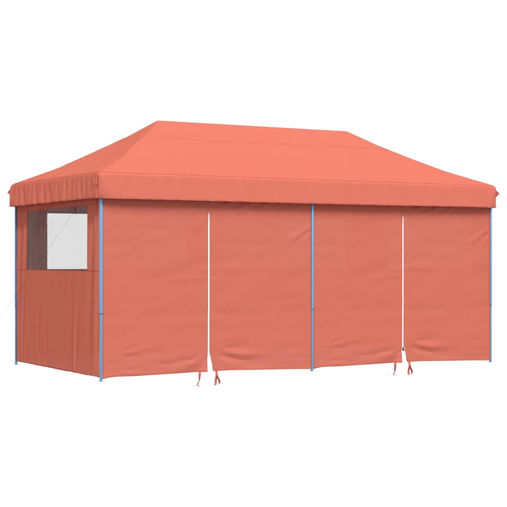 Partytent inklapbaar pop-up met 4 zijwanden terracottakleurig