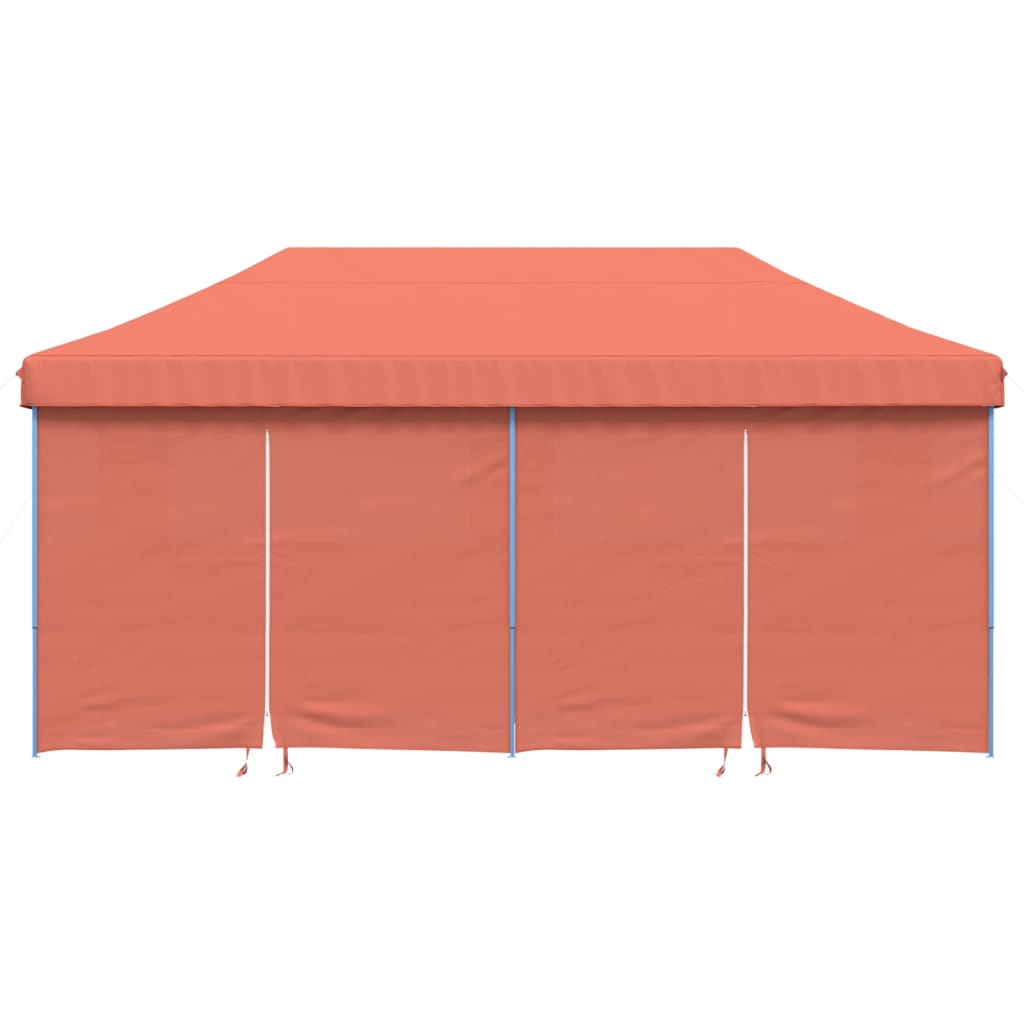 Partytent inklapbaar pop-up met 4 zijwanden terracottakleurig