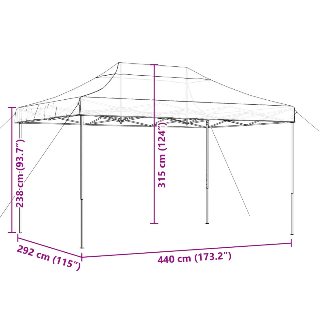 Partytent inklapbaar pop-up 440x292x315 cm beige