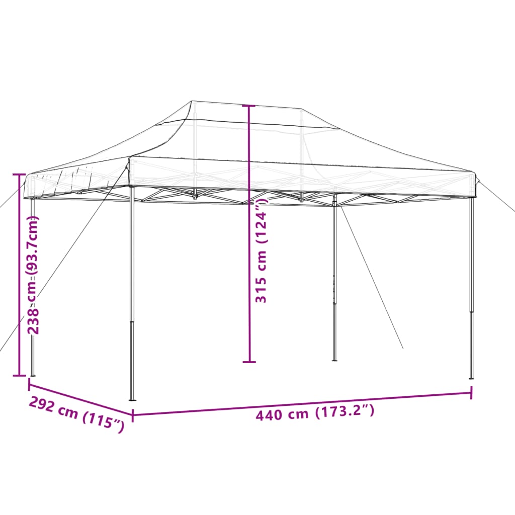 Partytent inklapbaar pop-up 440x292x315 cm oranje