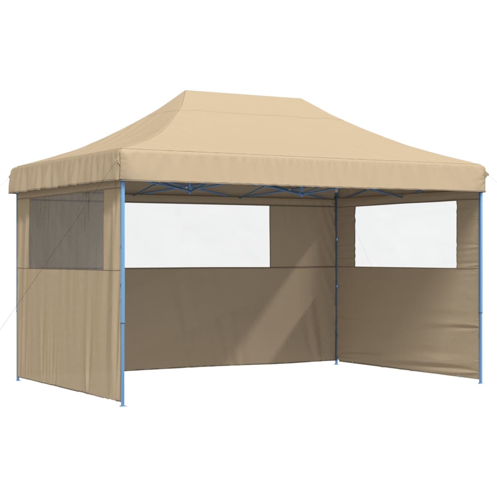 Partytent inklapbaar pop-up met 3 zijwanden beige