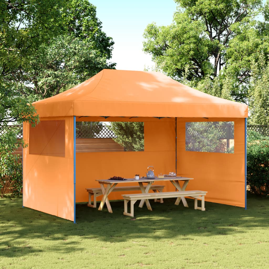 Partytent inklapbaar pop-up met 3 zijwanden oranje