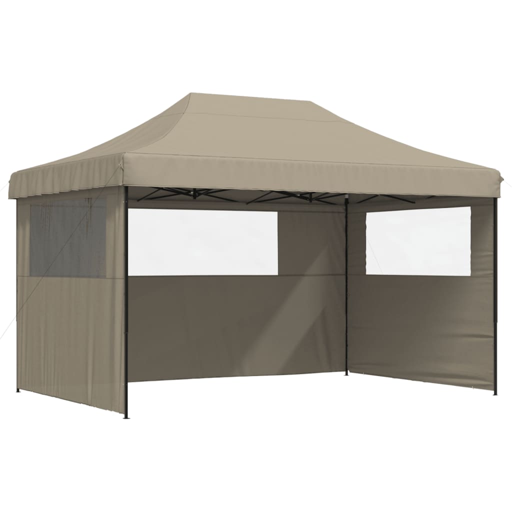 Partytent inklapbaar pop-up met 3 zijwanden taupe