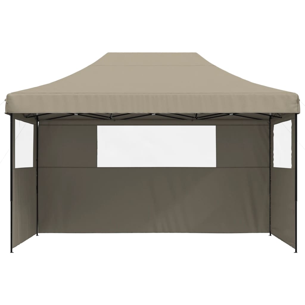 Partytent inklapbaar pop-up met 3 zijwanden taupe