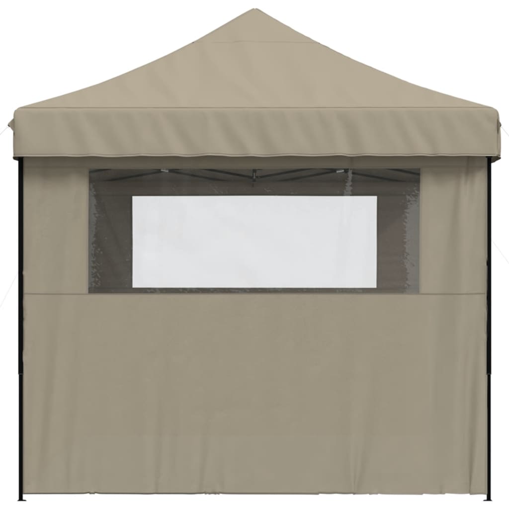 Partytent inklapbaar pop-up met 3 zijwanden taupe