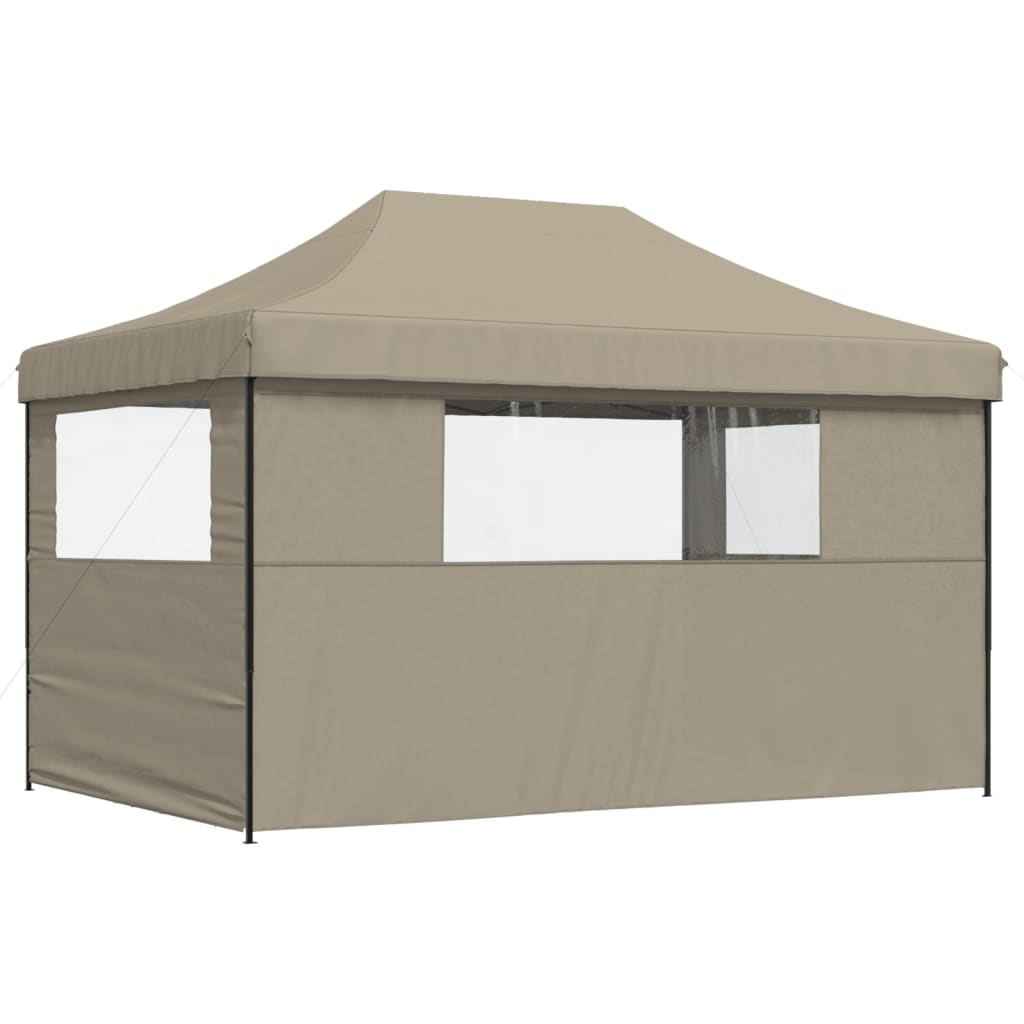 Partytent inklapbaar pop-up met 3 zijwanden taupe