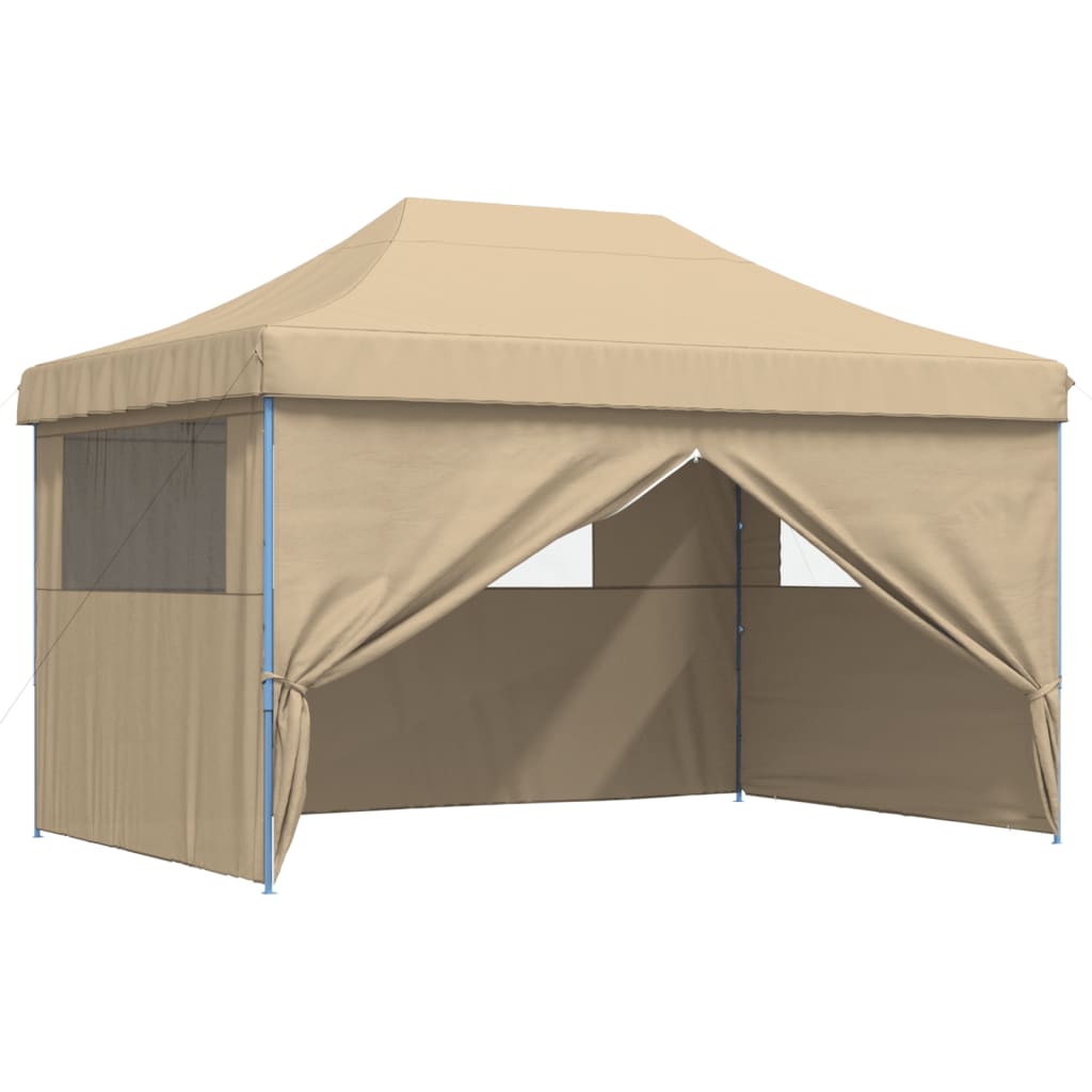 Partytent inklapbaar pop-up met 4 zijwanden beige