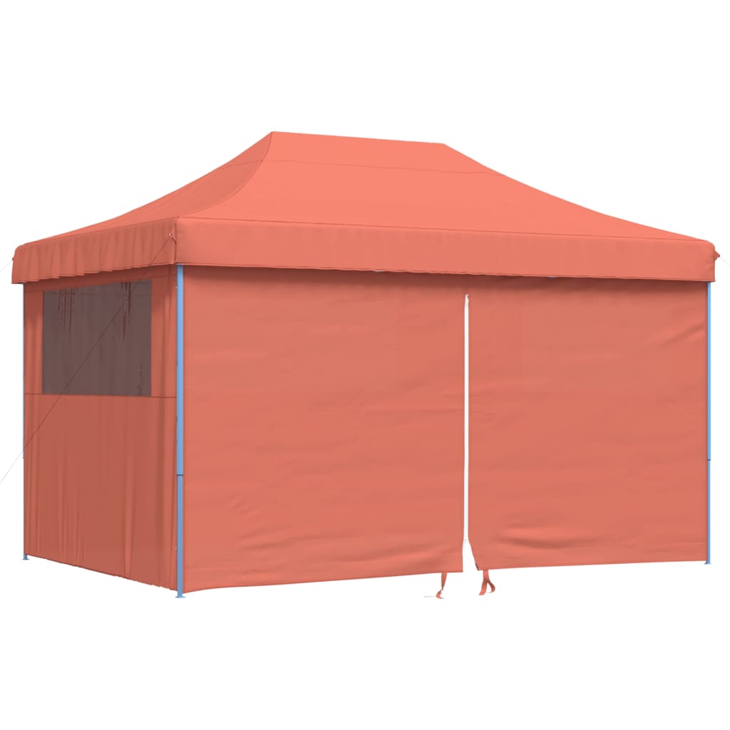 Partytent inklapbaar pop-up met 4 zijwanden terracottakleurig