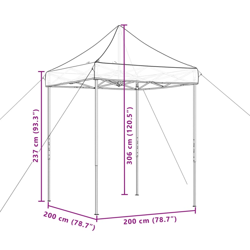 Partytent inklapbaar pop-up 200x200x306 cm groen