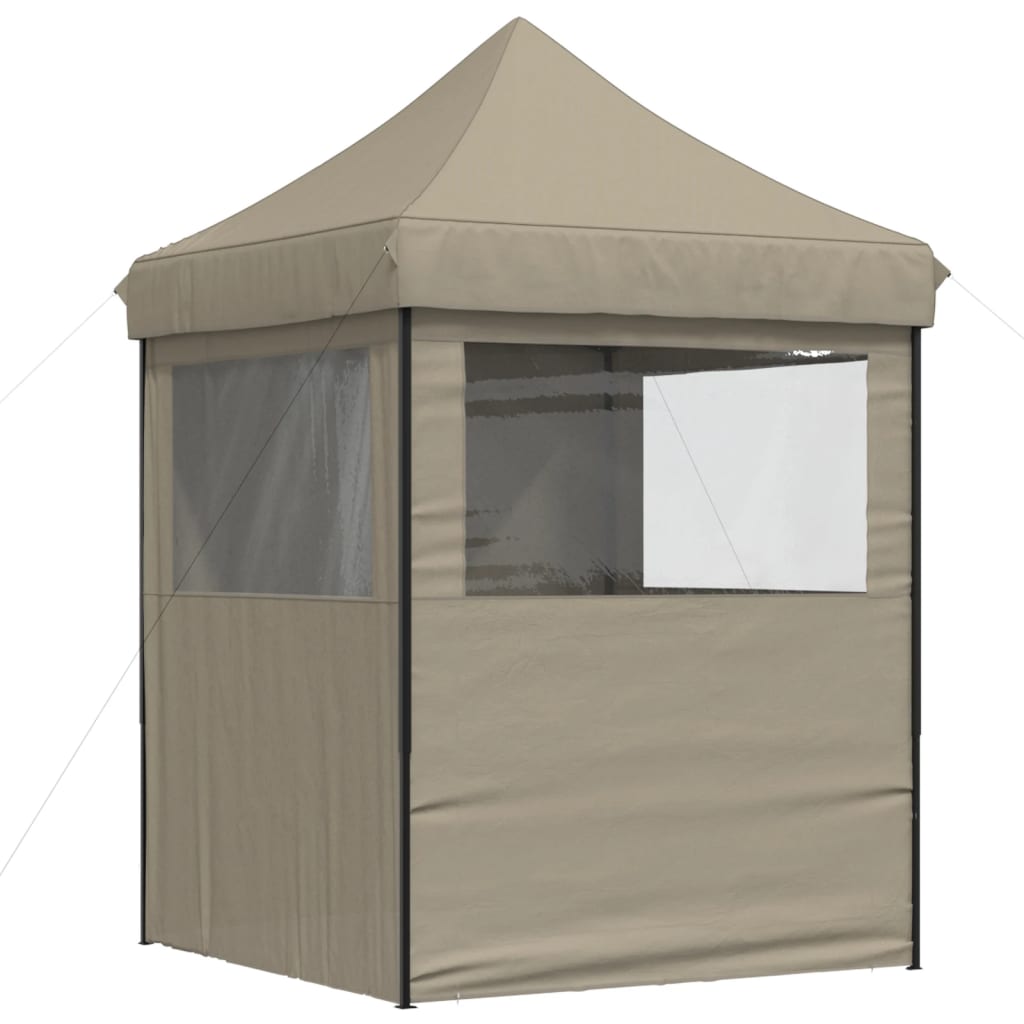 Partytent inklapbaar pop-up met 4 zijwanden taupe