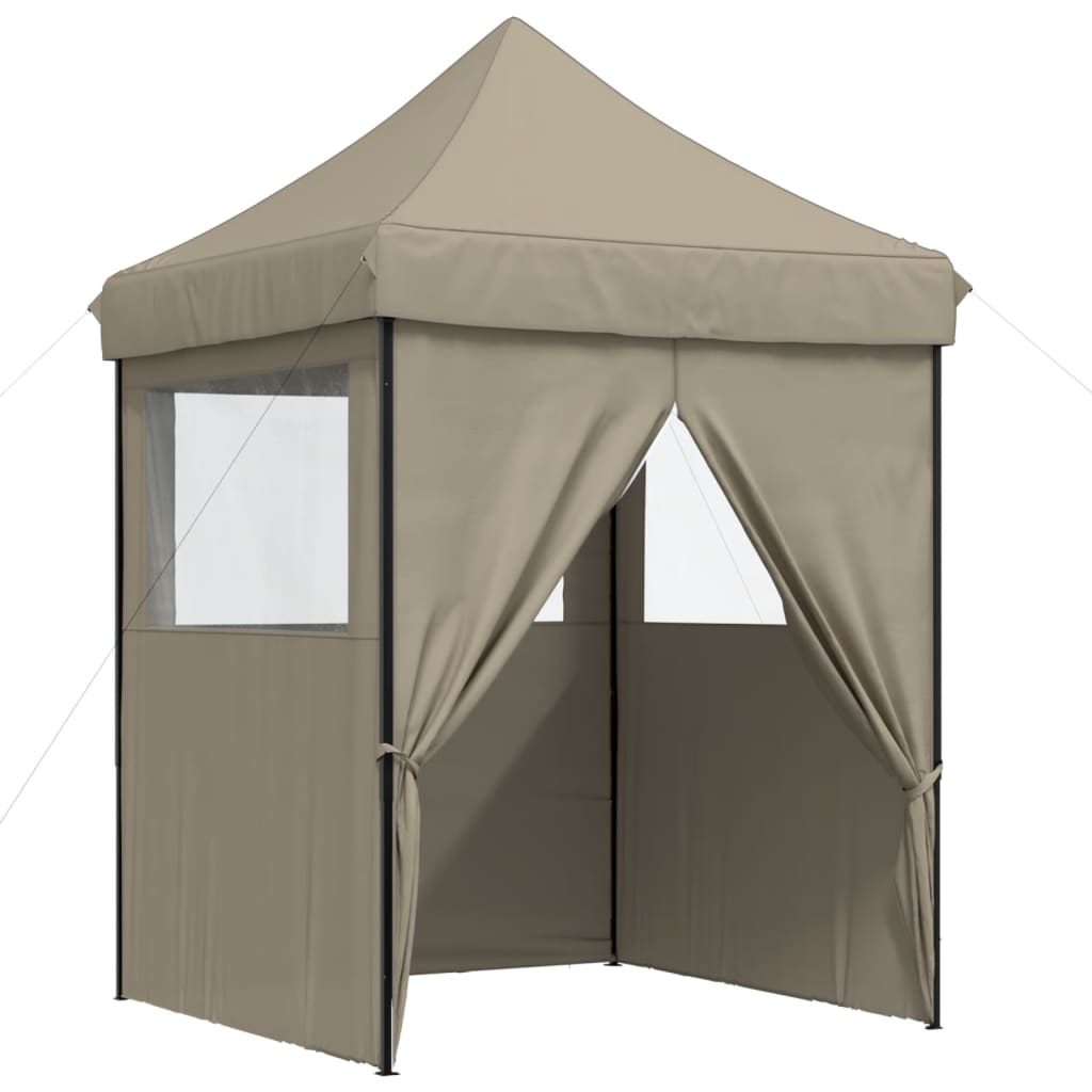 Partytent inklapbaar pop-up met 4 zijwanden taupe