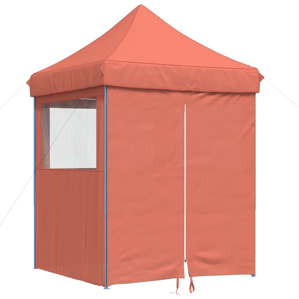 Partytent inklapbaar pop-up met 4 zijwanden terracottakleurig