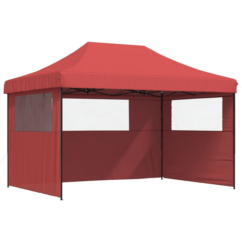 Partytent inklapbaar pop-up met 3 zijwanden bordeauxrood