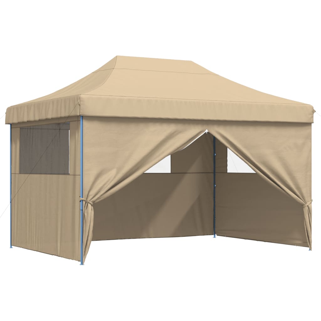 Partytent inklapbaar pop-up met 4 zijwanden beige